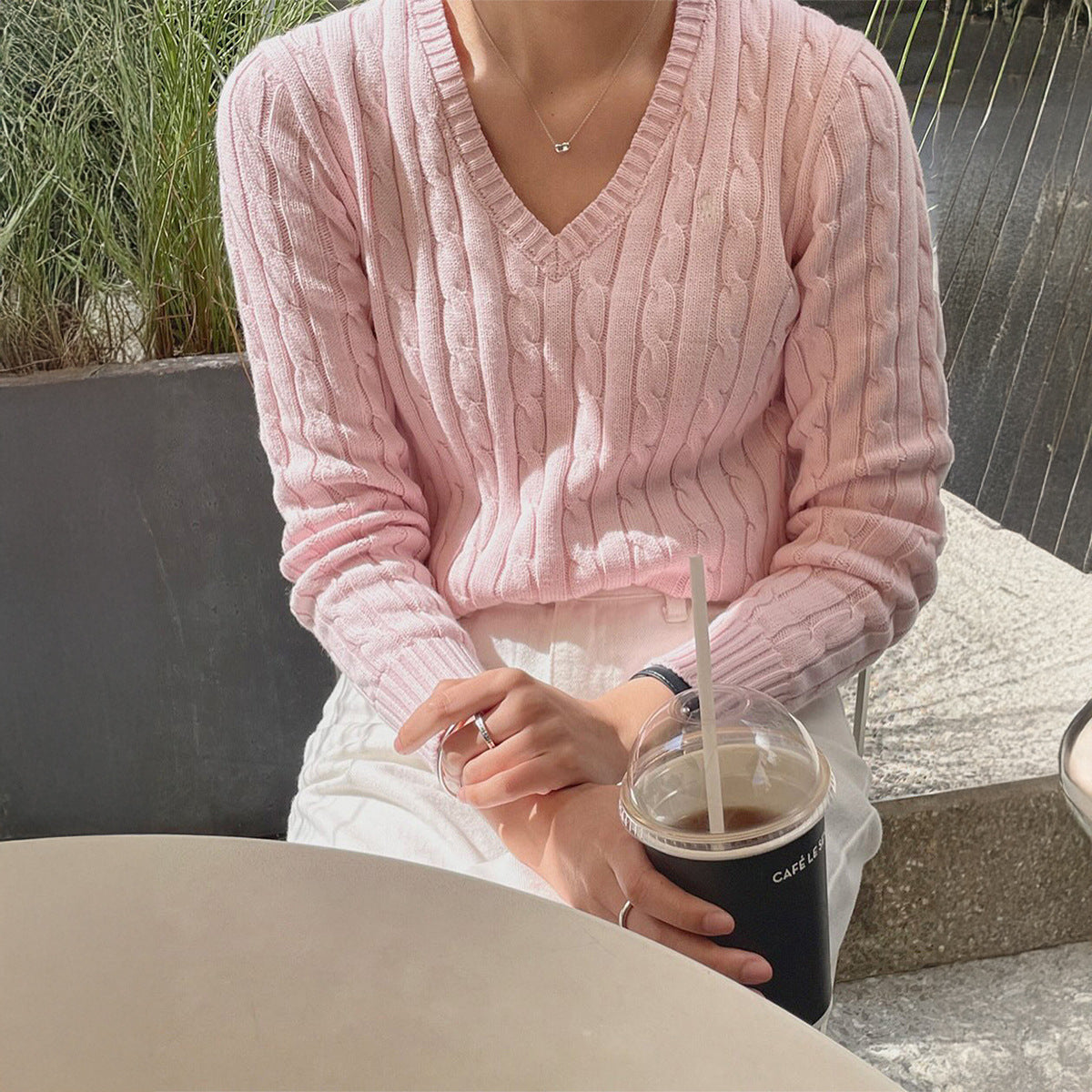 Ensfarvet ulden basis sweater til kvinder