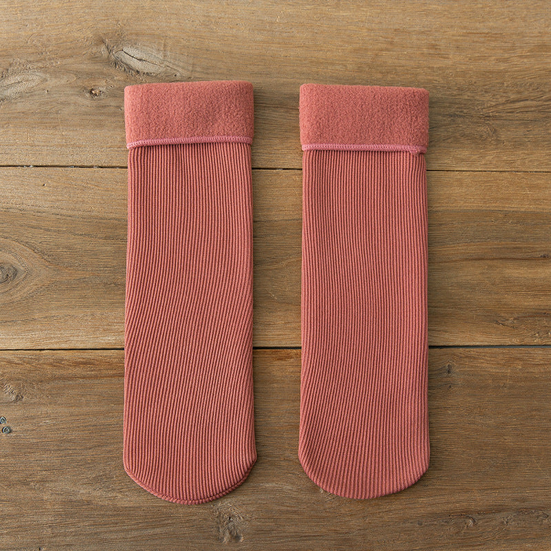 Wool Thickened Women's Medium Tube Solid Color Socks
