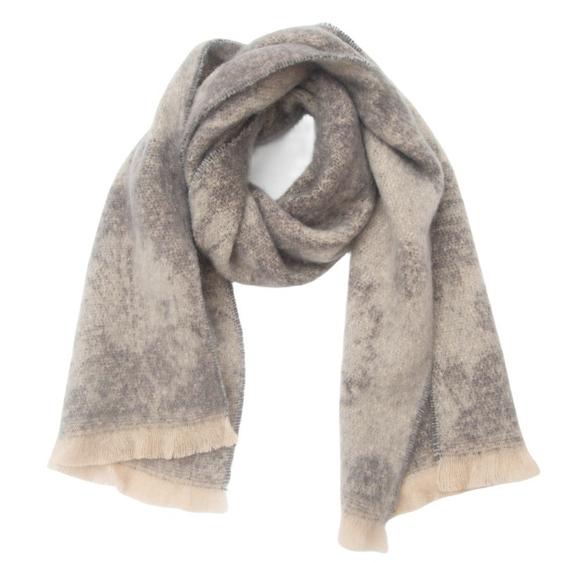 Efterårs- og vinter-jacquard-tørklæde til mænd og kvinder med kort skægblomstermønster
