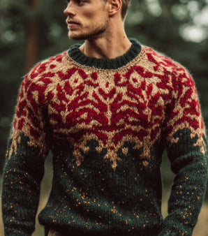 Mens Casual Crew-Neck Long-Sleeve Sweatshirt With A Printed Design