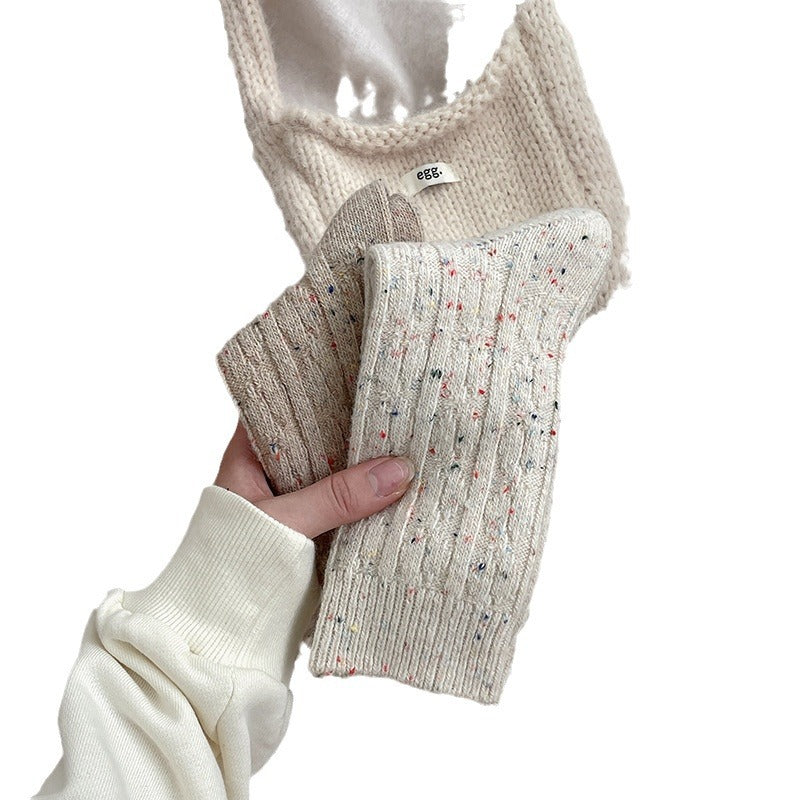 Thickened Dotted Yarn Cable-knit Wool Socks