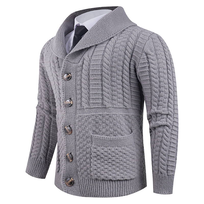 Ny herre cardigan sweaterfrakke med lange ærmer i plus size
