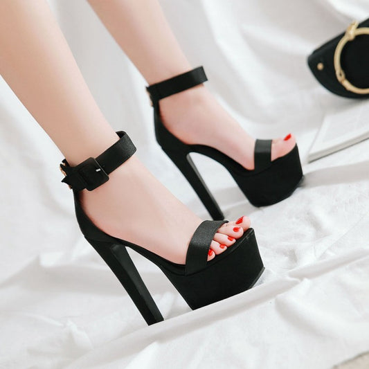 SUPER HEEL PLATFORM SATIN ROMA SANDALS  16CM