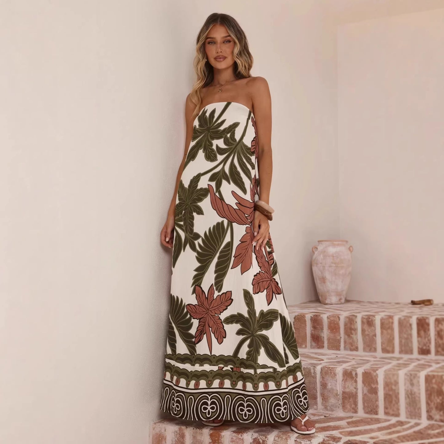 Summer New Arrival Printed Tube Dress