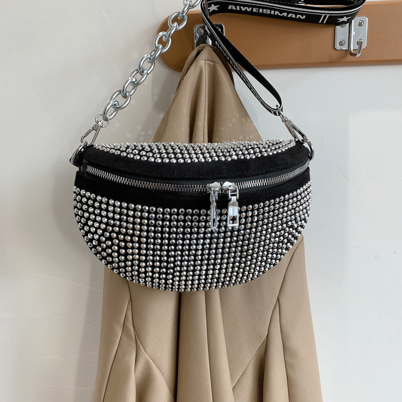 Western Style Rhinestone Crossbody Chest Bag
