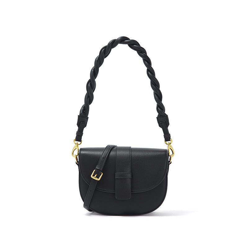 Women's Leather Round Casual Shoulder Crossbody Bag