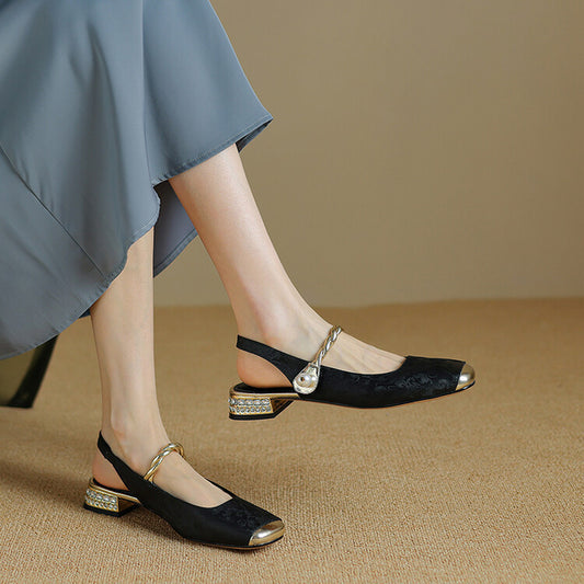 Mary Jane Fashion Personlighed Perle Damsandaler