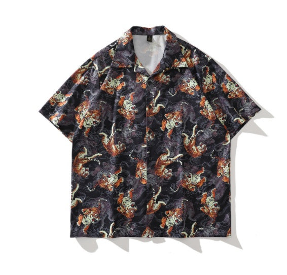 High Street Retro Dark Design Short Sleeve Shirt