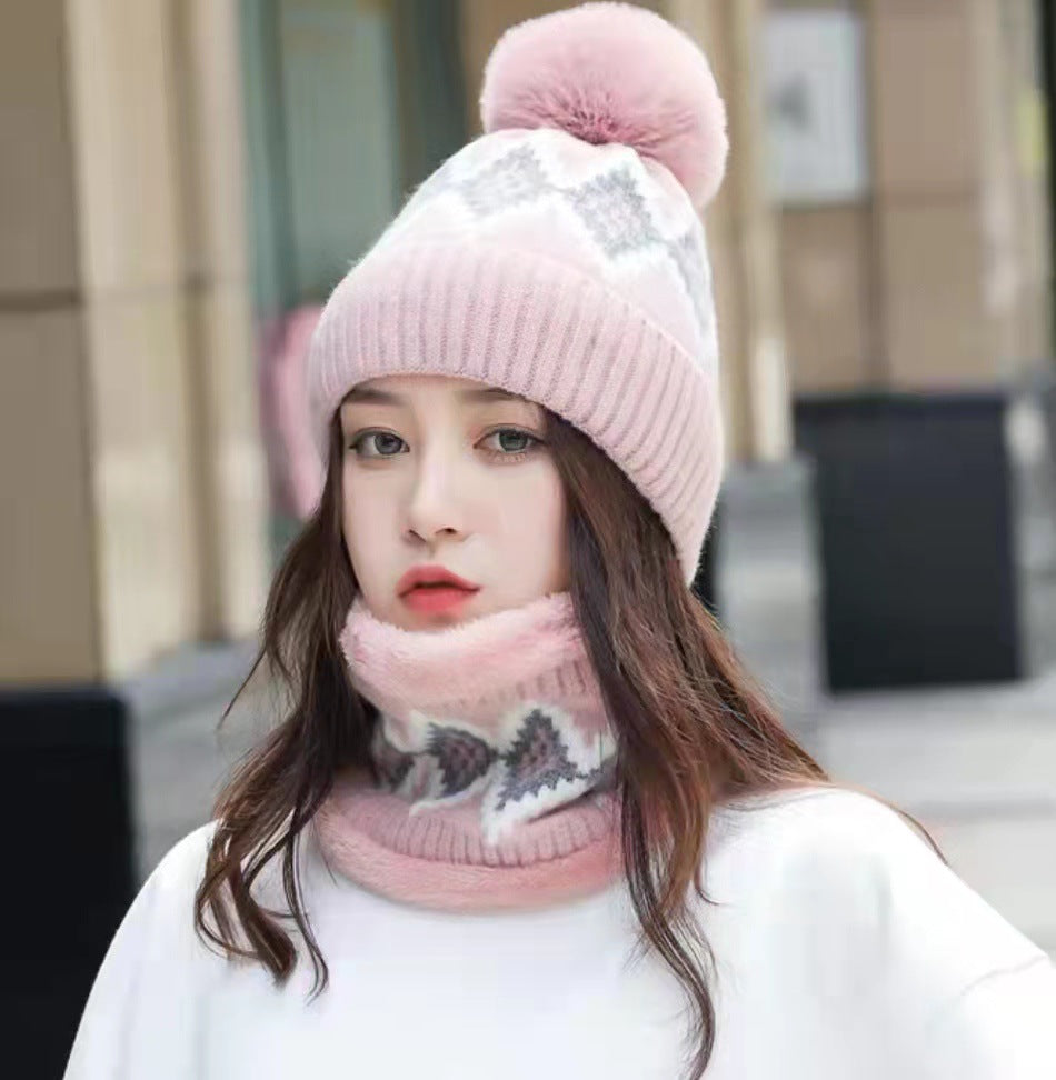 Hat Women's Wool Cute Versatile Scarf Plush