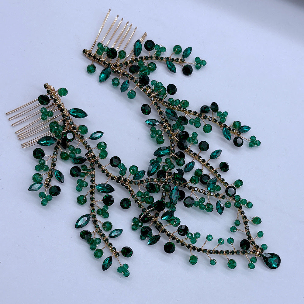 Handmade Forehead Chain Double Hair Comb Pendant Forehead Ornament In Colorful Hues