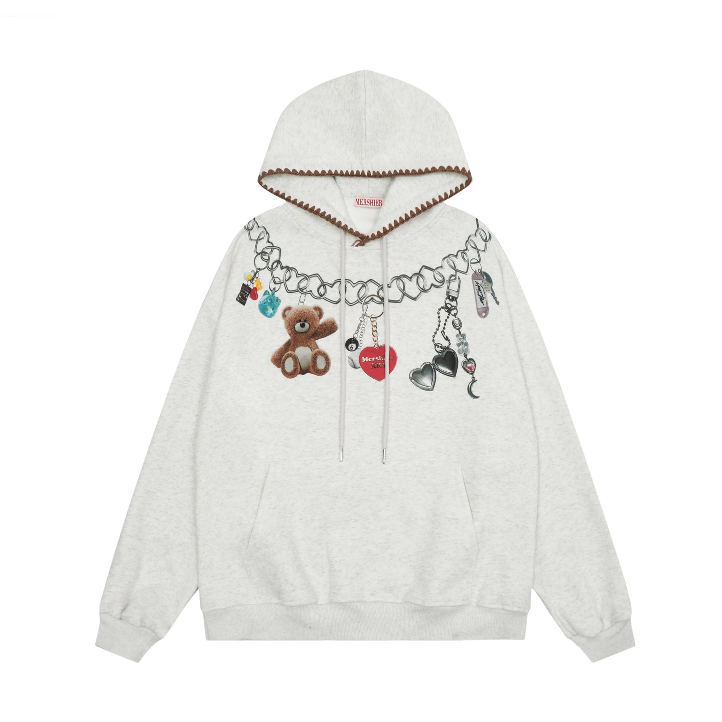American Retro Couple Hoodie Idle Style Bear Printed Hoodie