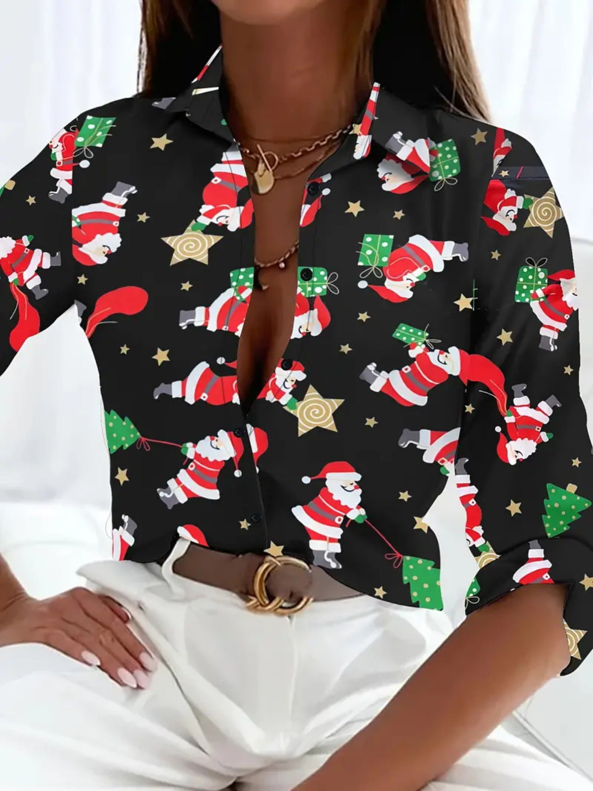 Versatile, High-quality Womens Long-sleeve Christmas Shirt