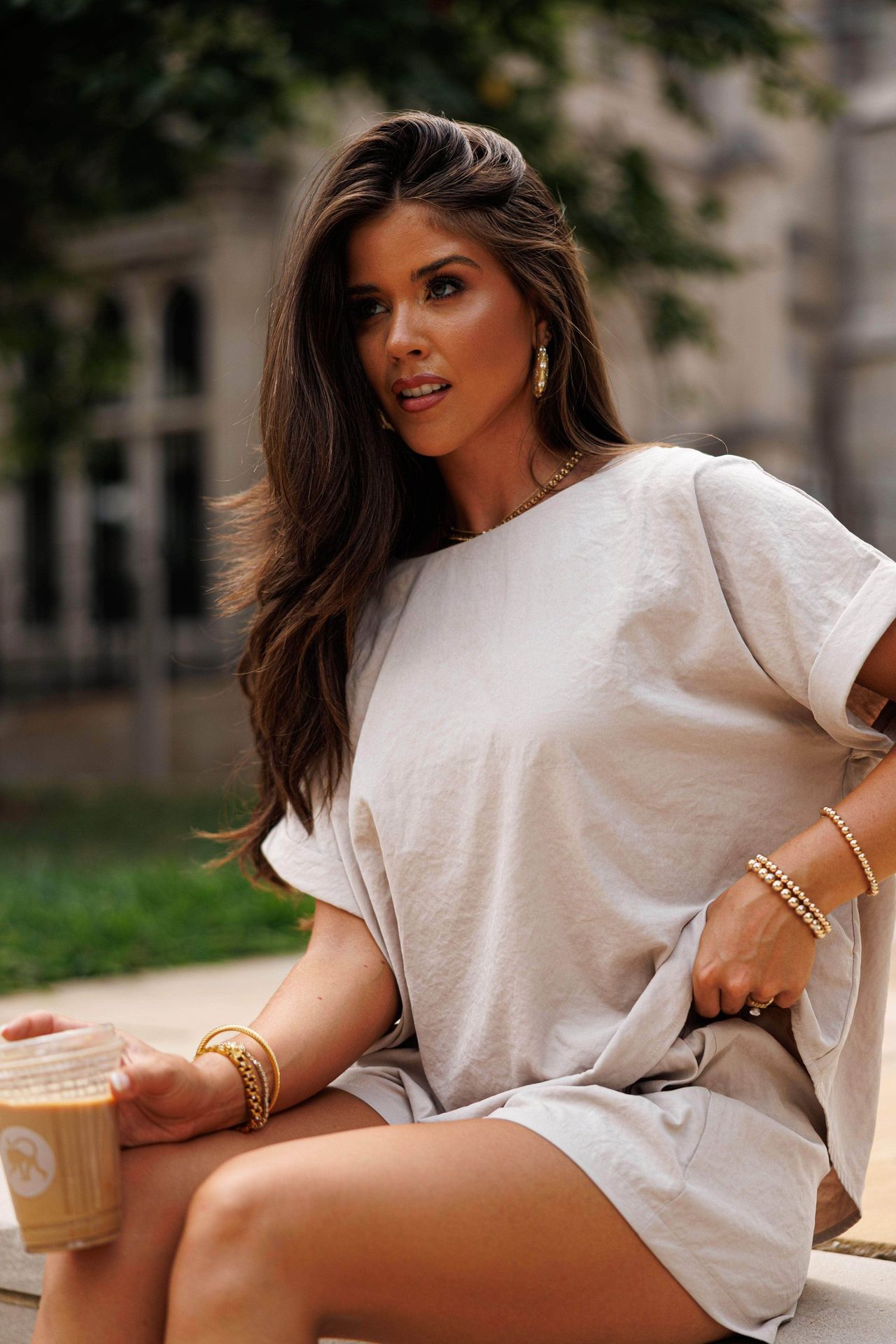 Solid-color Crew-neck Short-sleeve Shorts Two-piece Set