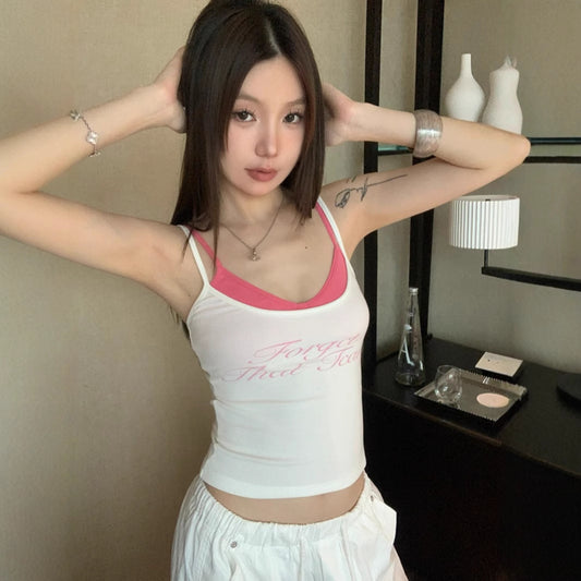 Retro Hot Girl Padded Strap Vest Women's Summer Top