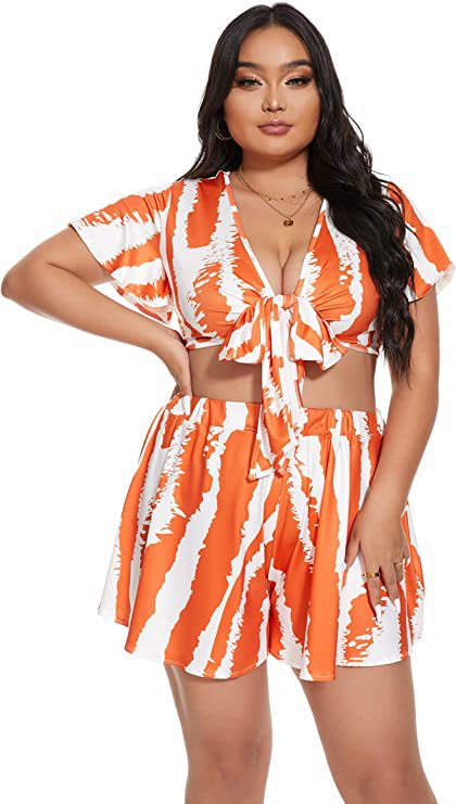 Plus-size Beach Two Piece Dress Set