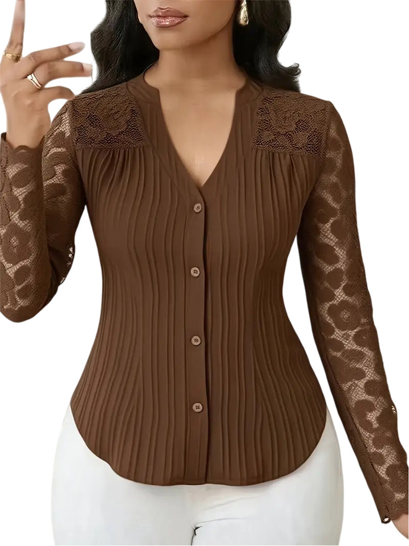 Gennembrudt langærmet V-hals cardigan