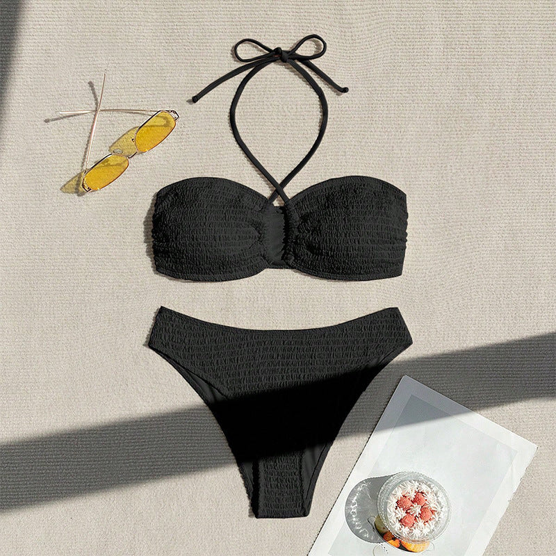 Womens European And American-style Sexy Halter-neck Lace-up Bikini For The Beach Or Hot Springs