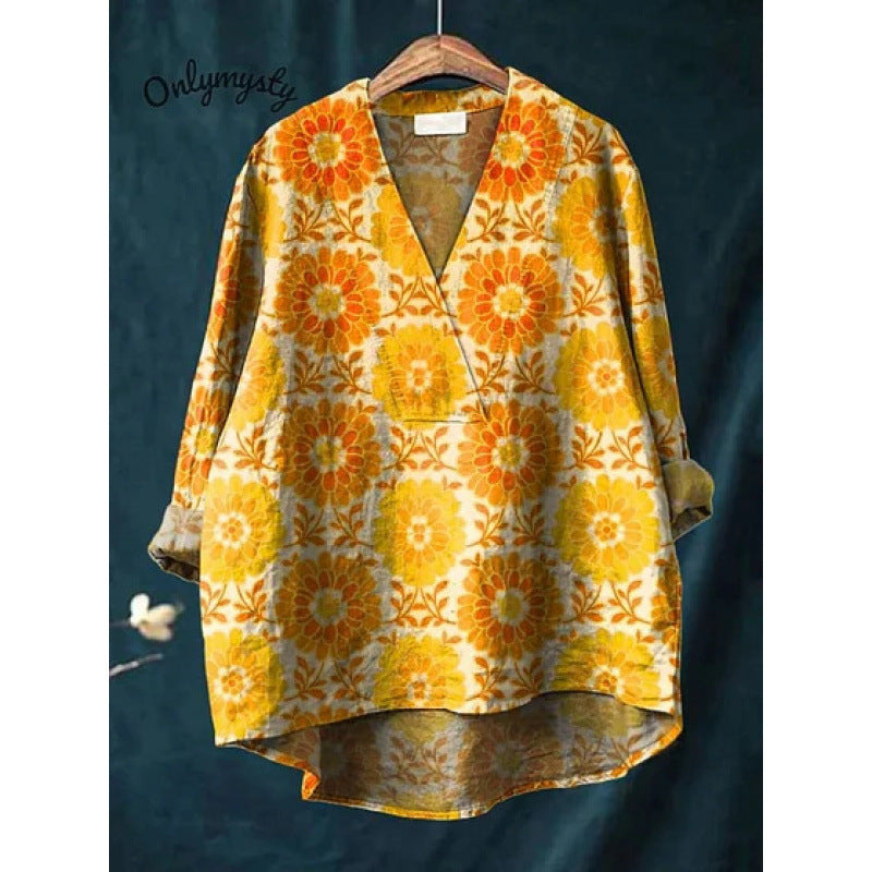 Autumn Collarless Long-sleeved Women's Shirt Long Sweater Casual Shirt