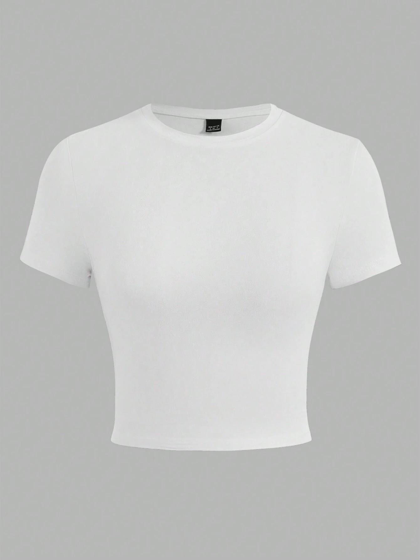 Short Form-fitting Crew-neck Topsexy And Casual