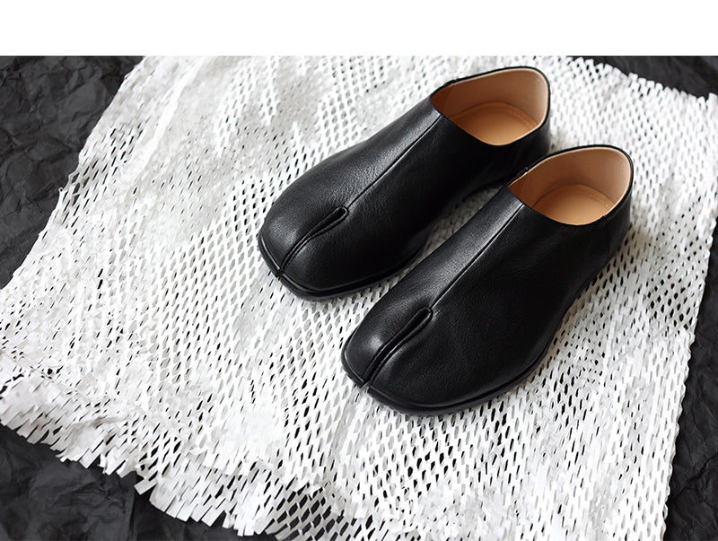 Women's Vegetable Tanned Sheepskin Flat Split Toe Leather Shoes