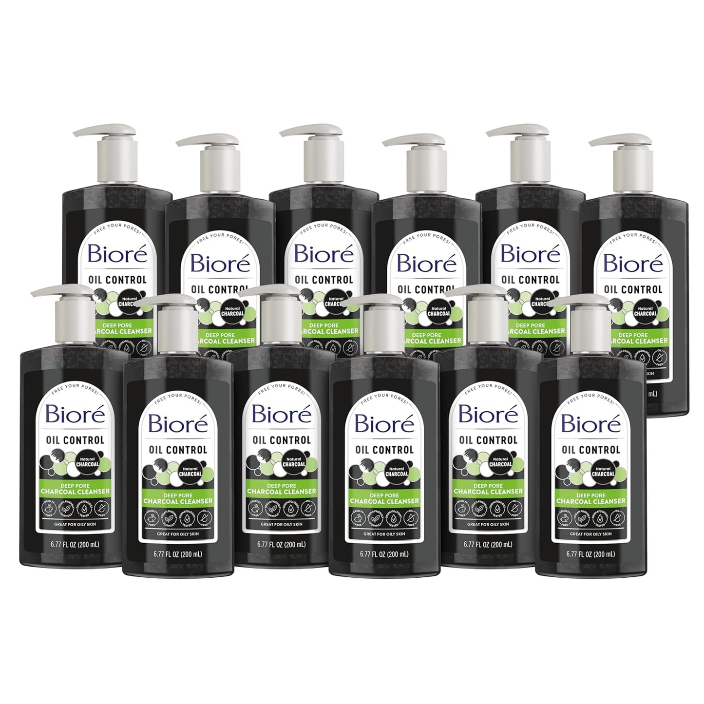 Biore Deep Pore Charcoal Face Wash, Daily Facial Cleanser for Dirt & Makeup Removal, for Oily Skin, Value Size, 11.45 Fl Oz