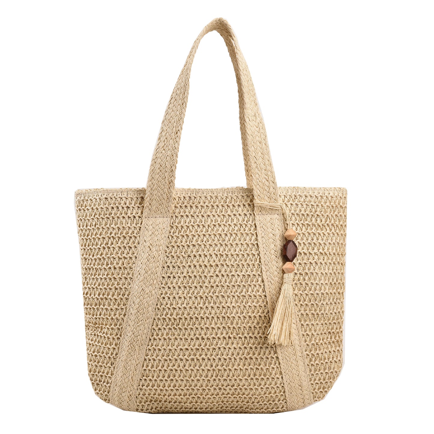 Fashion Shoulder Paper String Straw Mahogany Pendant Casual Beach Women's Bag