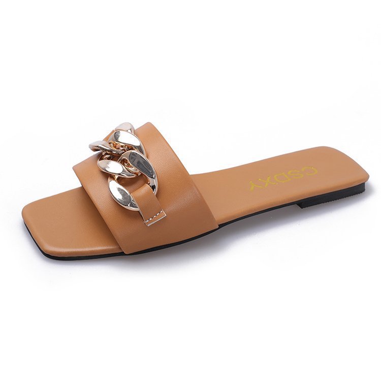 Flat Bottom Sandals And Slippers Women Wear Fashionable Metal Buckle