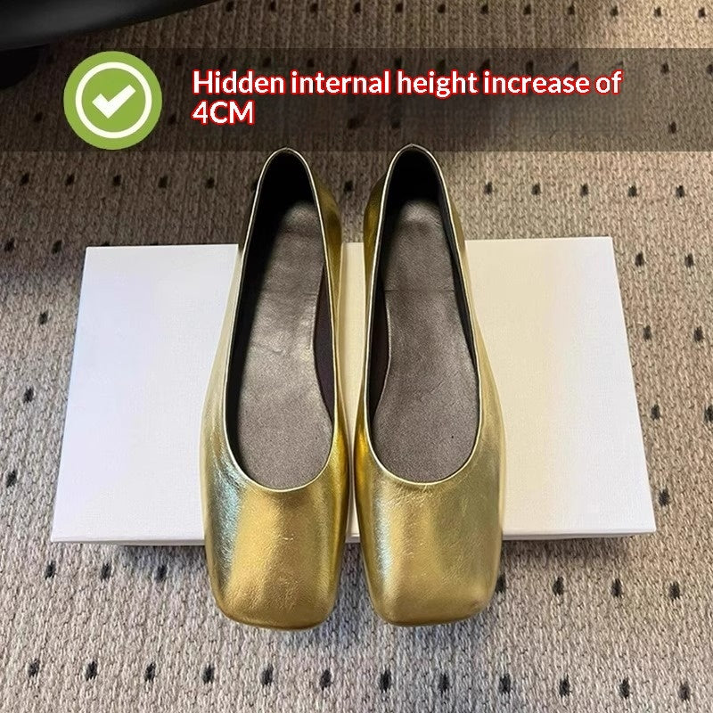 Women's Hidden-Heel Square-Toe Flat Shoes