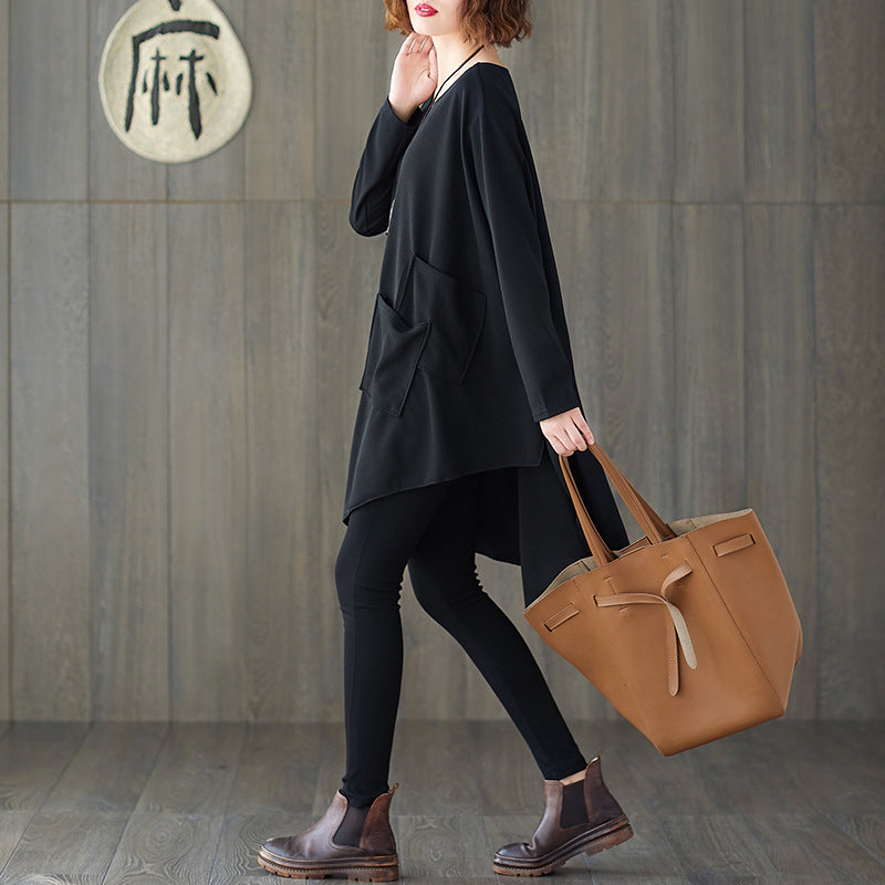 Plus Size Irregular Loose Fashion Plump Girls Batwing Shirt