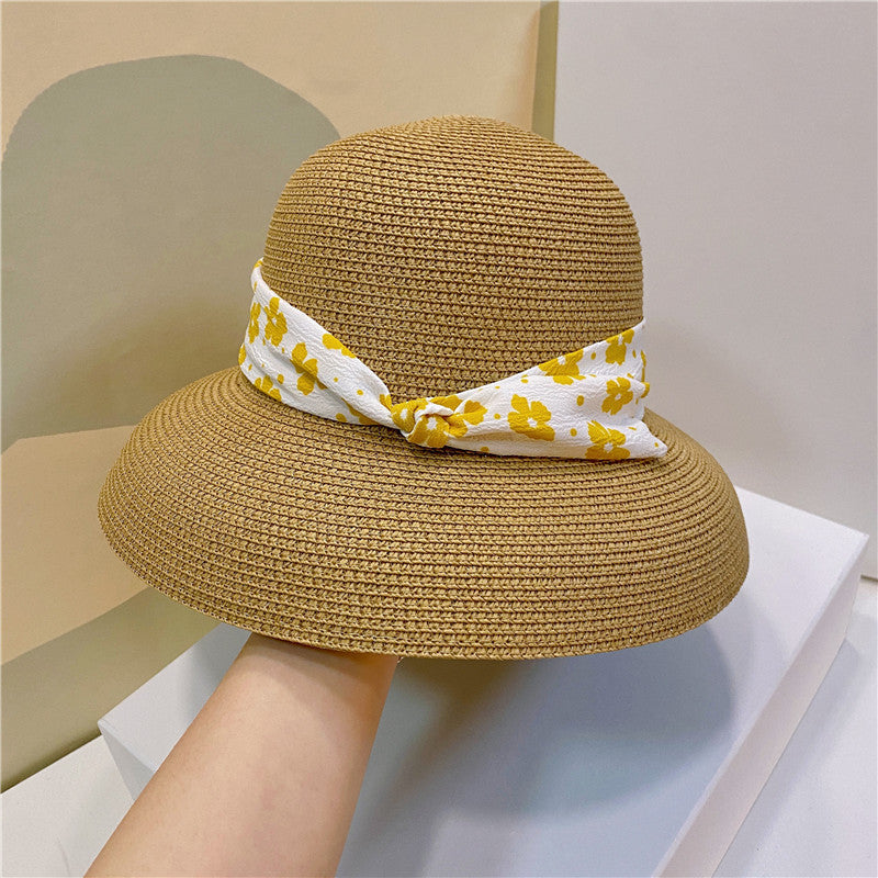Pastoral Style Sunshade Hat With Small Flower Straps
