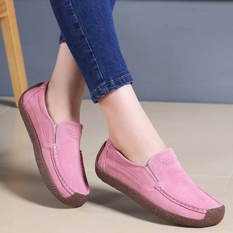 Mode loafers med rund tå afslappede alsidige ensfarvede flade sko slip-on hyggelige sko