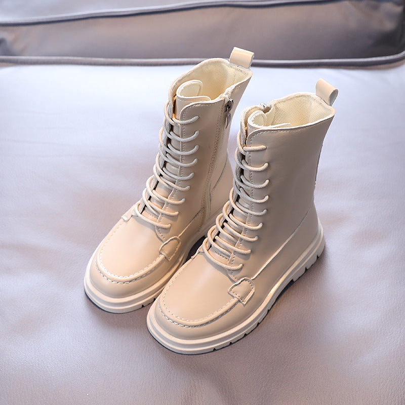 Single Boots All-match British Style Mid-tube Short Boots Medium And Large Children's Boots Children