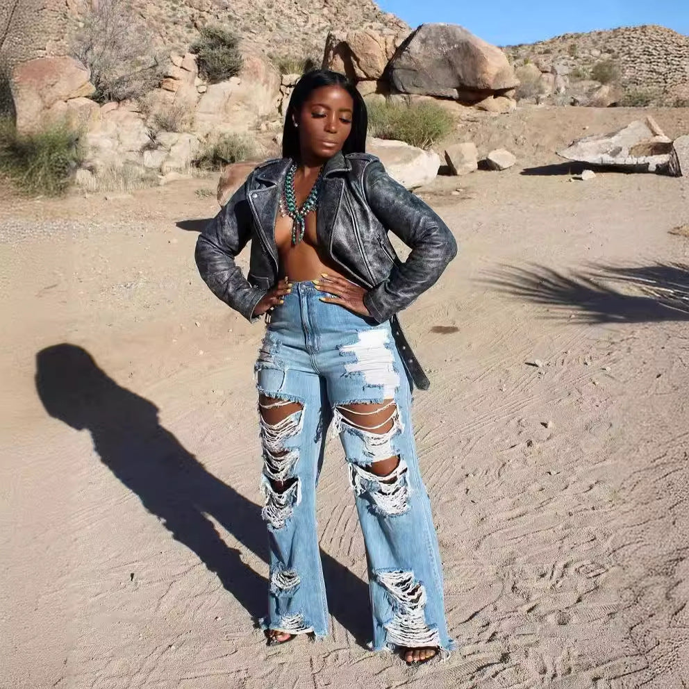 Damemode Brændte Ripped Jeans