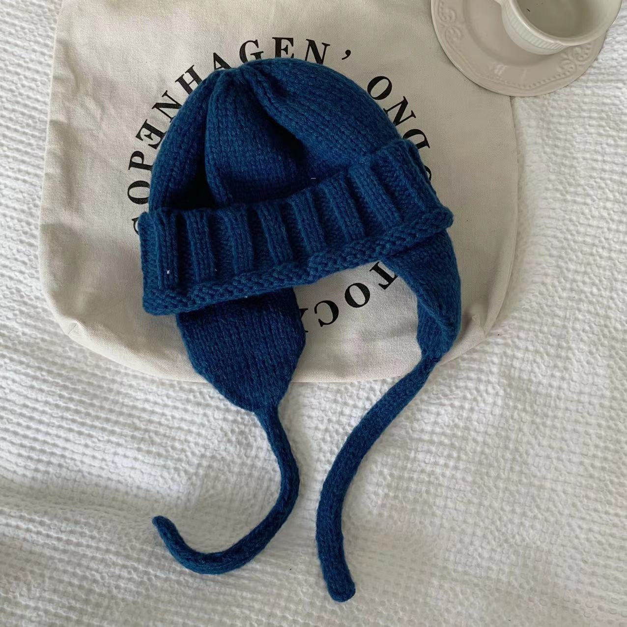 Keep Warm Pure Color Ear Protection Knitting Woolen Cap