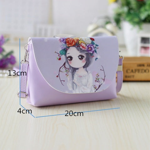 Cute Children Princess Square Flap Girl's PU Leather Girl's Small Bag One Shoulder Backpack