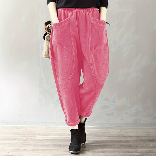 Autumn And Winter Elastic Waist Large Size Fashion Corduroy Loose Pants