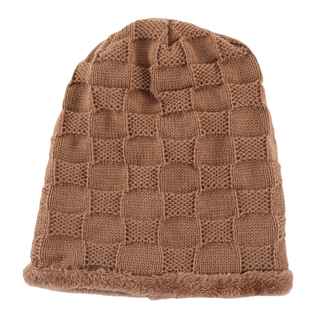 Pleated Fleece Men's And Women's Pullover Knitted Checkered Beanie