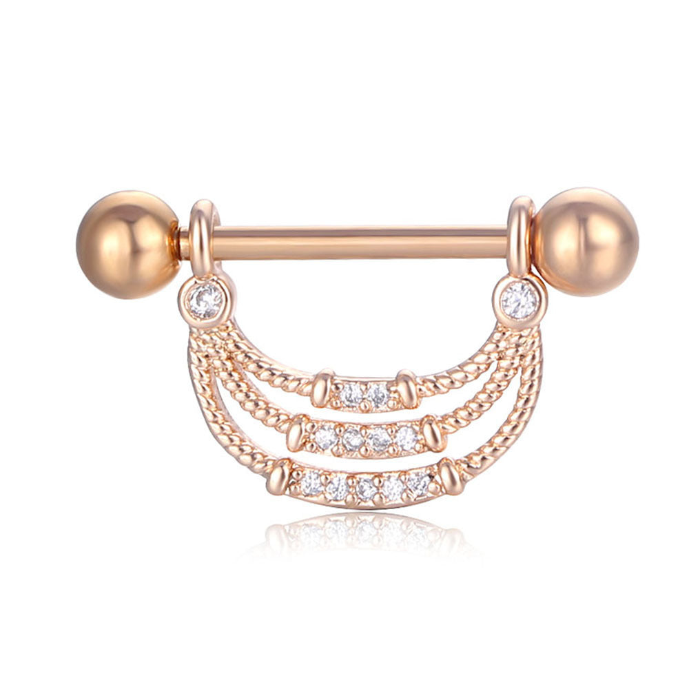 Puncture Nipple Ornament Inlaid Zircon Ring Nails