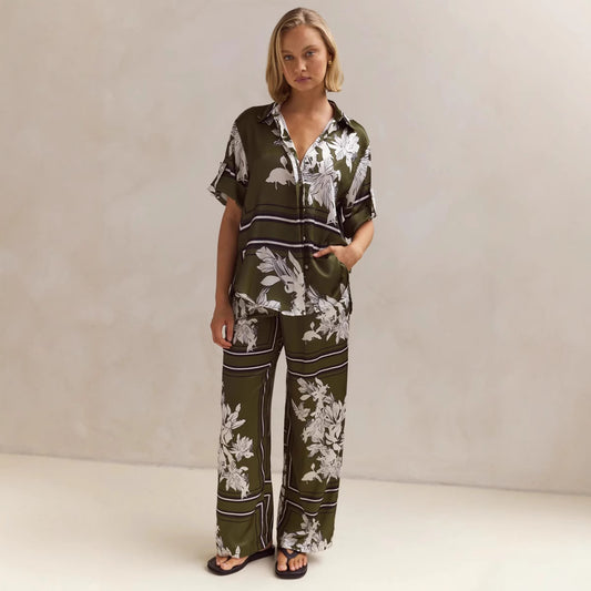 Womens Stylish Casual Printed Top And Pants Set
