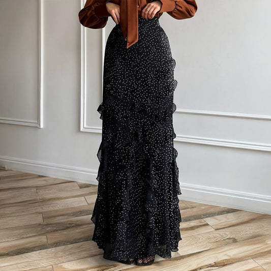Casual Vacation Polka-Dot Lace Long Skirt Women's Skirt