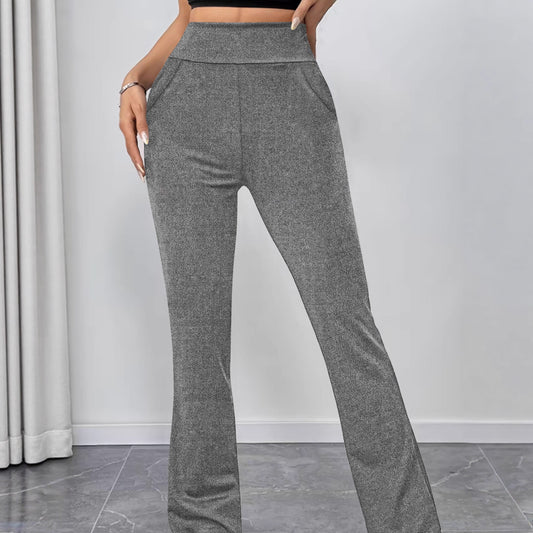 Womens Slimming Solid-Color High-Waist Flared Yoga Pants With Butt-Lifting Design