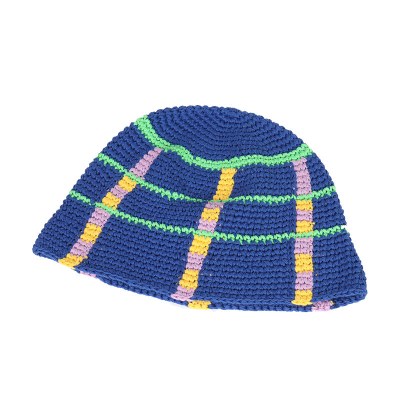 New Wool Fisherman's Hat Women's Japanese Stripe Color Contrast