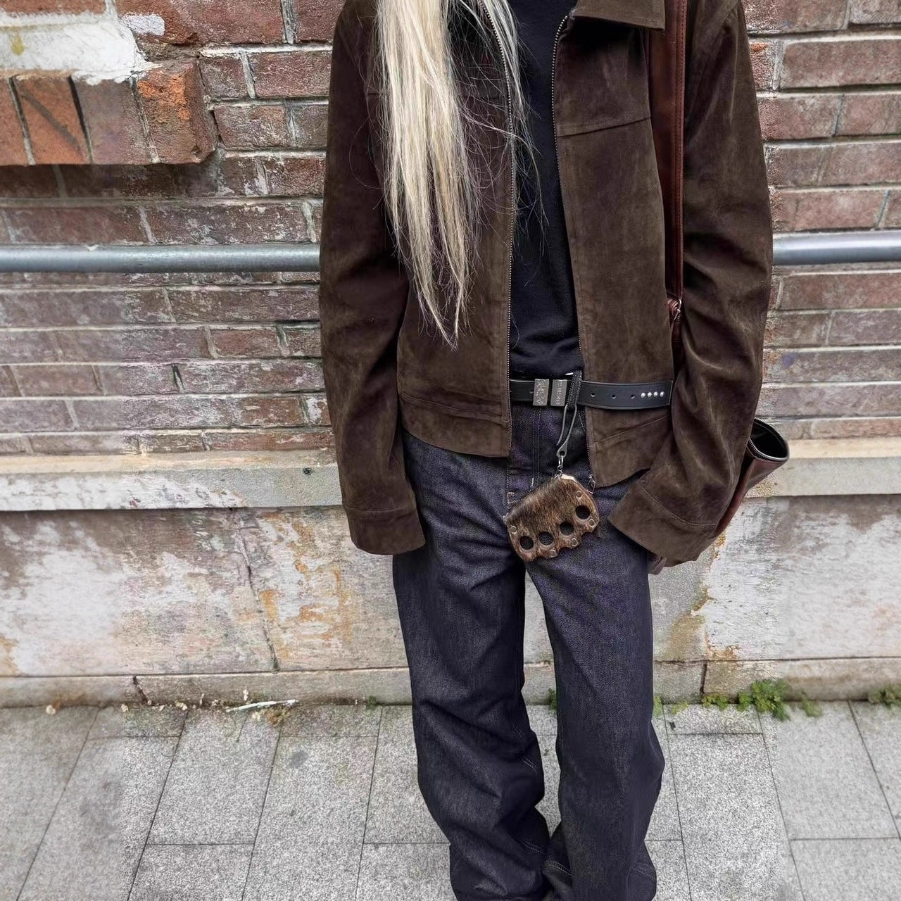 American Retro Suede Polo Collar Jacket Men