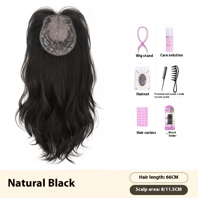 Increase Hair Amount Seamless Ultra-thin Breathable Head Hair Replacement Temperament High Skull Top Wig Set