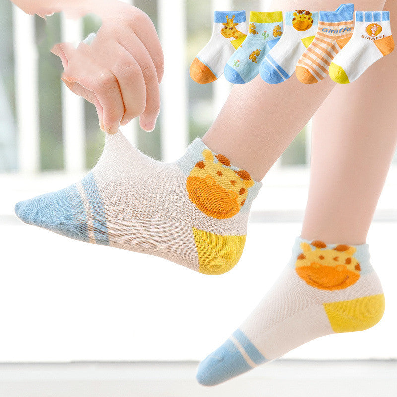 Children's Cotton Socks Mesh Cartoon Giraffe Light And Breathable