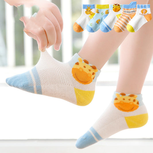 Children's Cotton Socks Mesh Cartoon Giraffe Light And Breathable