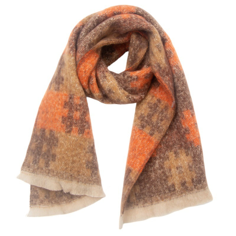 European And American-style Yarn Pattern Jacquard Scarf