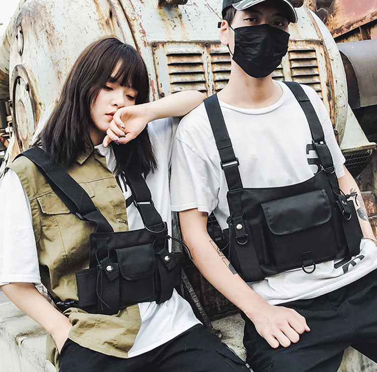 Taktisk taske i Hong Kong-stil Hip Hop-vest Brysttaske