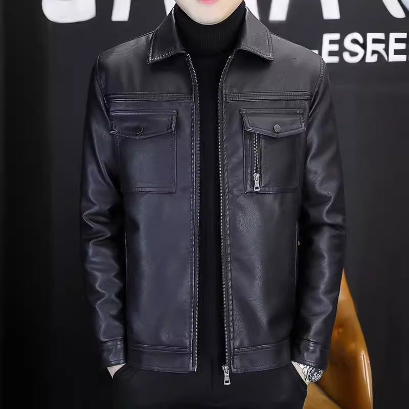 Middle-Aged Men's AutumnWinter PU Leather Jacket