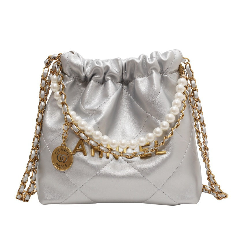 Women's Diamond Chain Messenger Bag Pearl